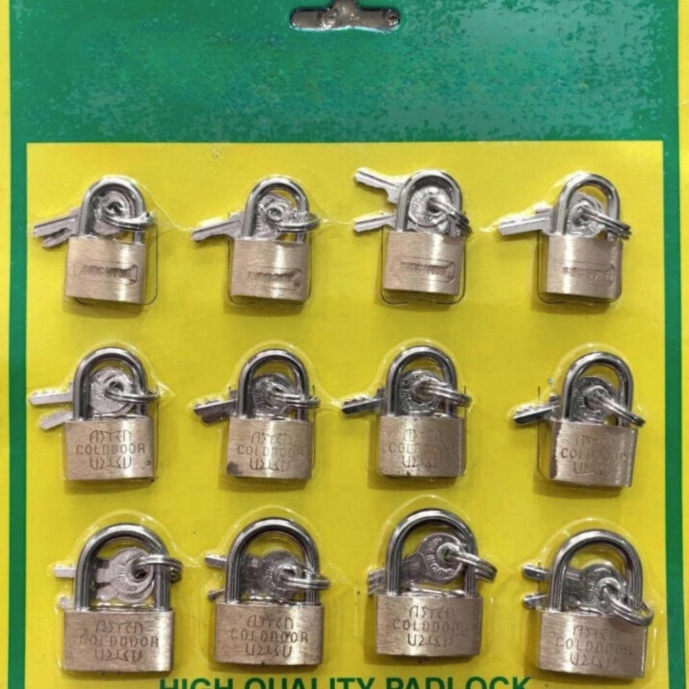 Solid Pressing Padlock with 3 Keys Each Wide Body, (Pack of 12 x 25mm
