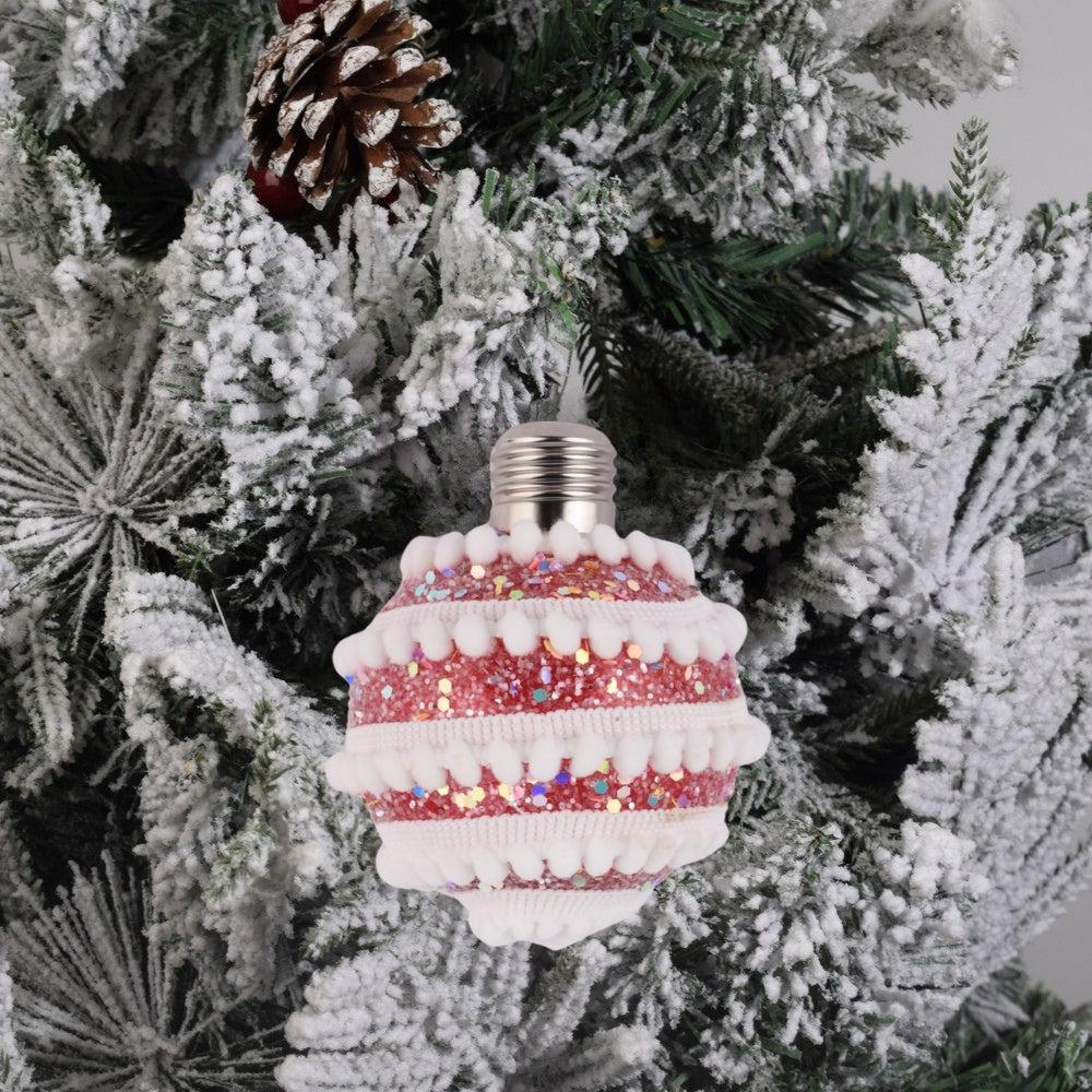 Sparkling Red Swirled Ornament 2Pcs