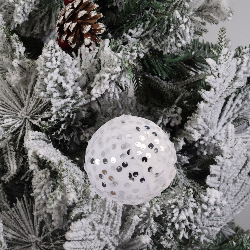 Sparkling White Sequin Ornament 4Pcs