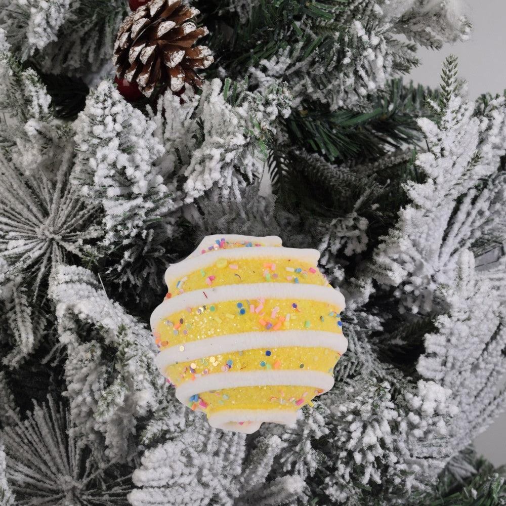 Sparkling Yellow Swirled Ornament 3Pcs