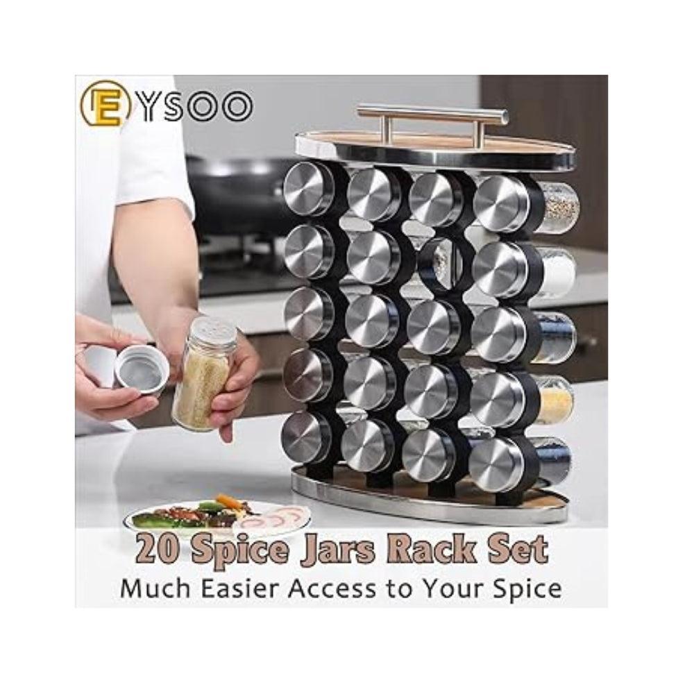 Spice Rack with 20 Empty Jars Spice Jars Rack Spice Jars Set Spice Rack Organizer Seasoning Rack for Kitchen Countertop Stainless Steel Spice Rack with Funnel and 200 Spice Labels