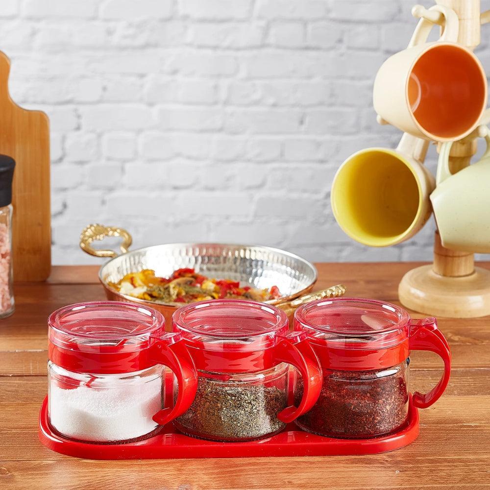 Spice Set 3 Pcs Standing Glass Spice Jar With Spoon