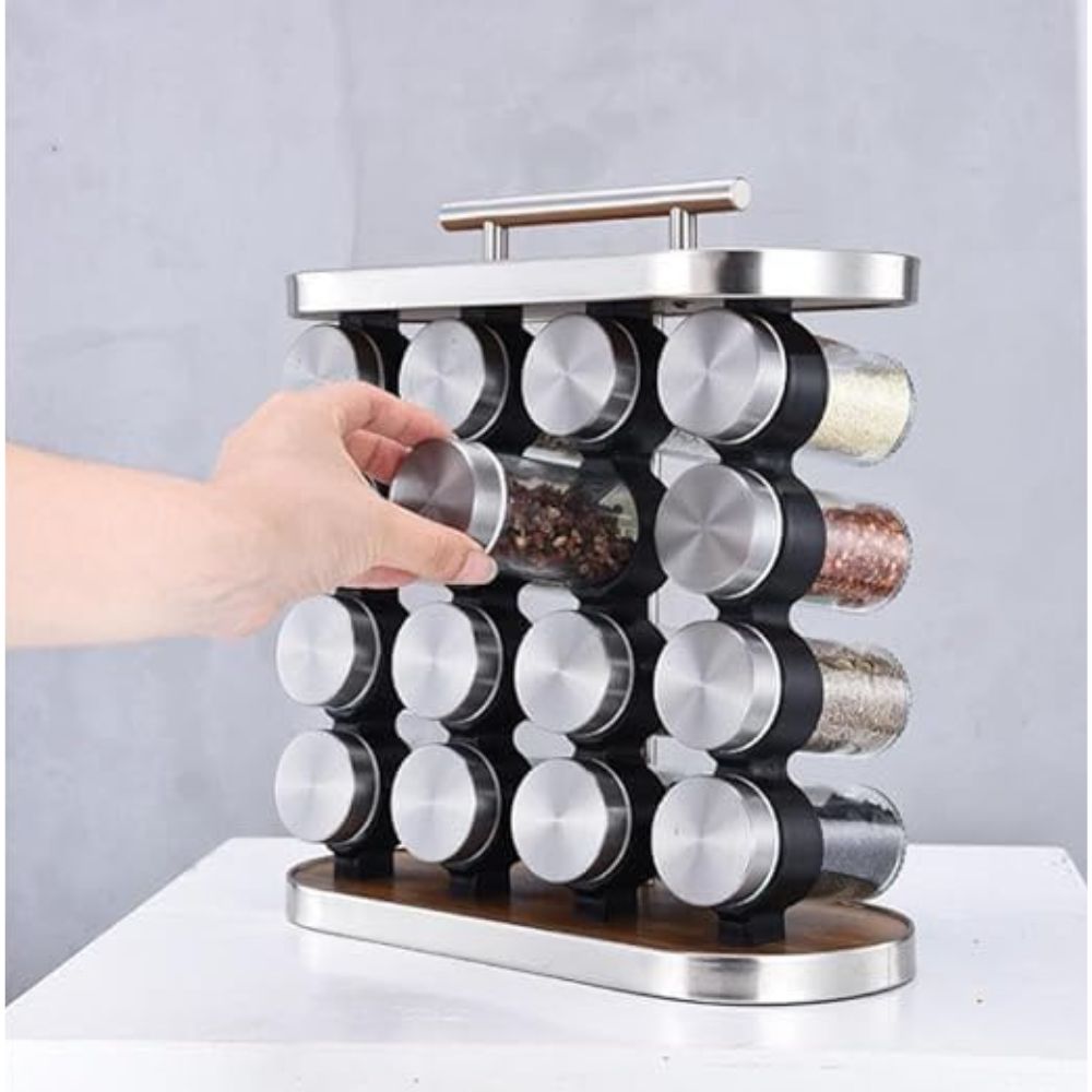 Spices jar set with rack, spices jar organizer, kitchen organizer spices jar, 16 Jar Spice Set with Stand