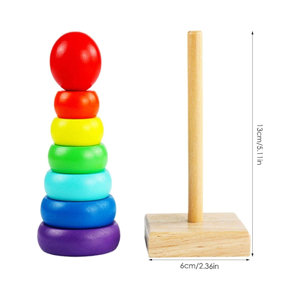Stacking Ring Baby Toys Rainbow Tower Wooden Stacker | Solid Wood Educational Baby Toys For Toddler Boys And Girls Betterday