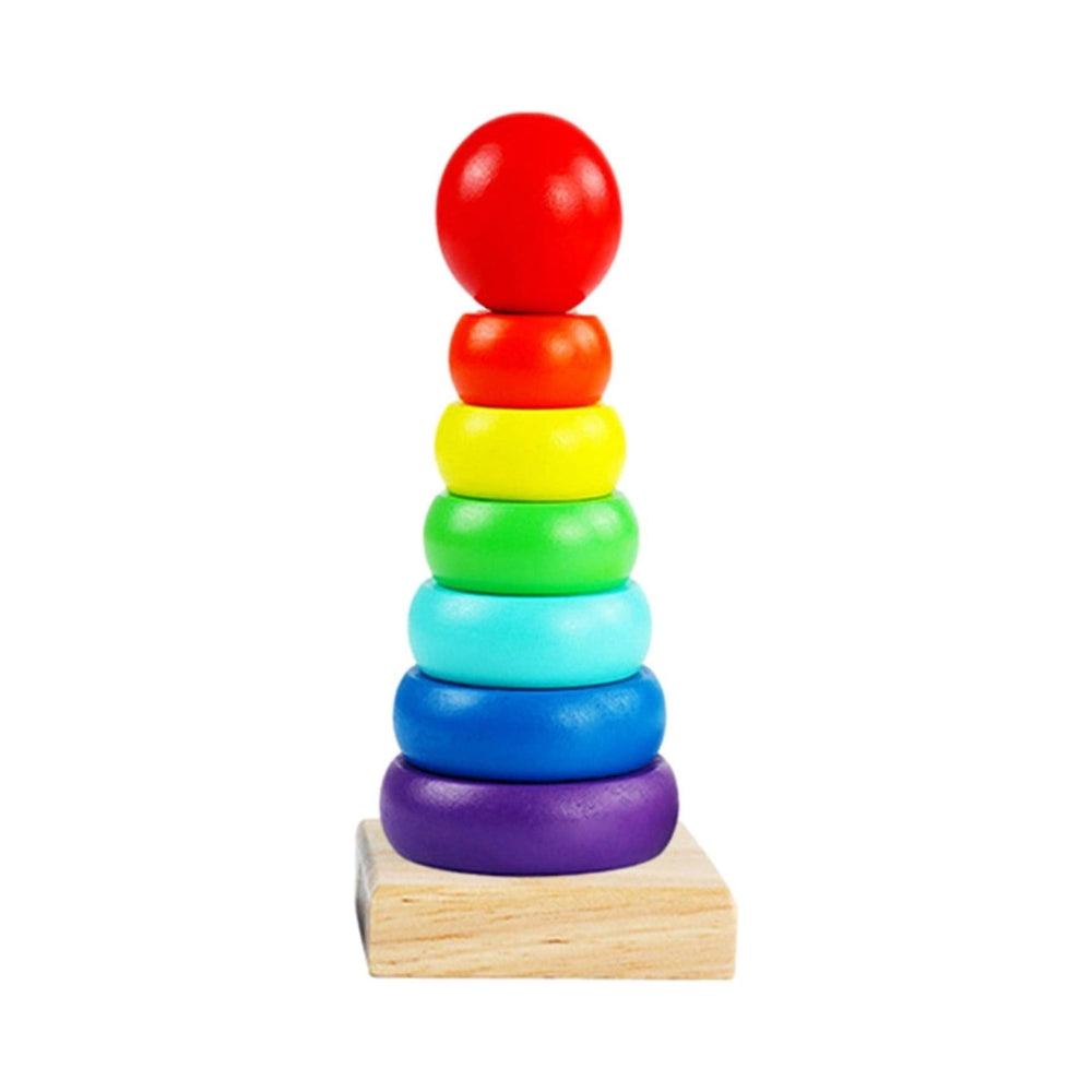 Stacking Ring Baby Toys Rainbow Tower Wooden Stacker | Solid Wood Educational Baby Toys For Toddler Boys And Girls Betterday