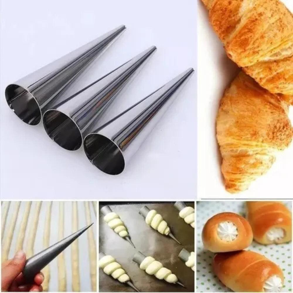 Stainless Steel Cone Shape Spiral Croissant Pointed Tube Bread Mold Baking Tool