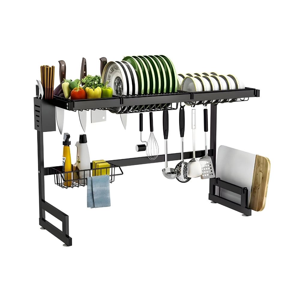 Stainless Steel Dish Rack Drainer Kitchen Storage Drying Shelf Tray Over Sink Utensil Holder Drain Kitchen Organizer