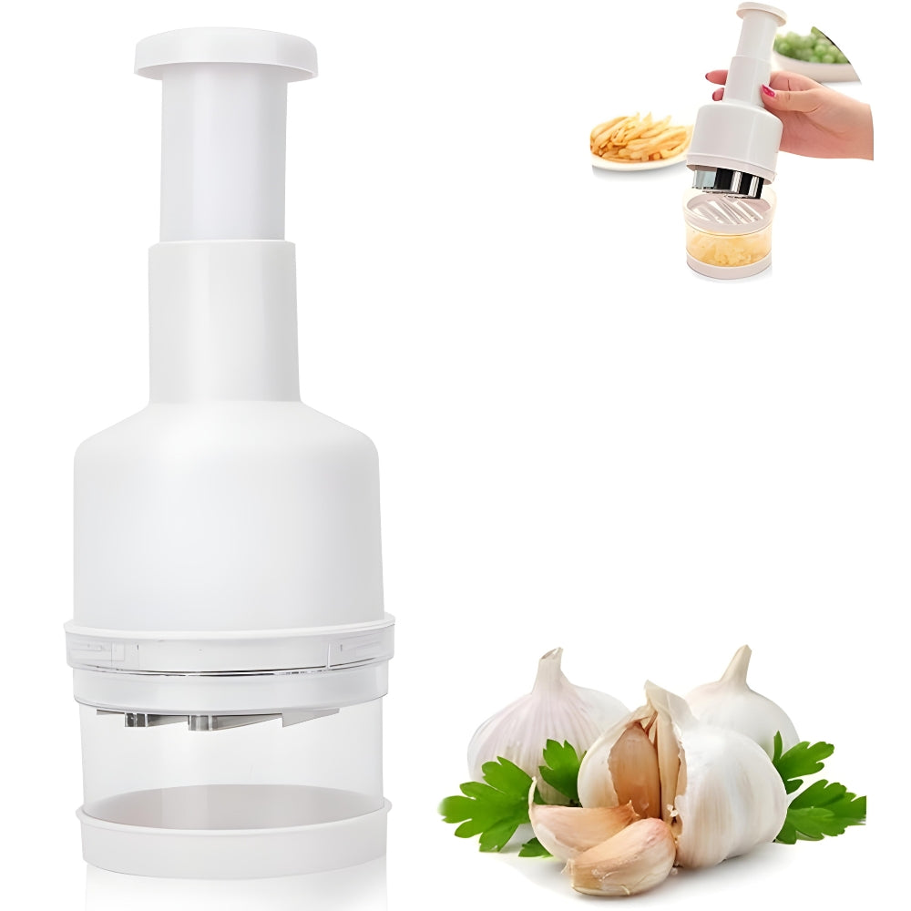 Stainless Steel Hand-Operated Plastic Pressure Onion And Garlic Slicer, Manual Kitchen Food Vegetable Salad Tool, Meat Mincer