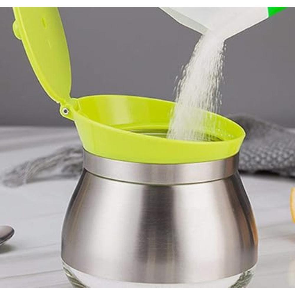 Stainless Steel Seasoning Jar Set, Lead-free Glass Seasoning Box, Seasoning Jar with Lid and Spoon, Used to Store Salt, Pepper and Other Condiments