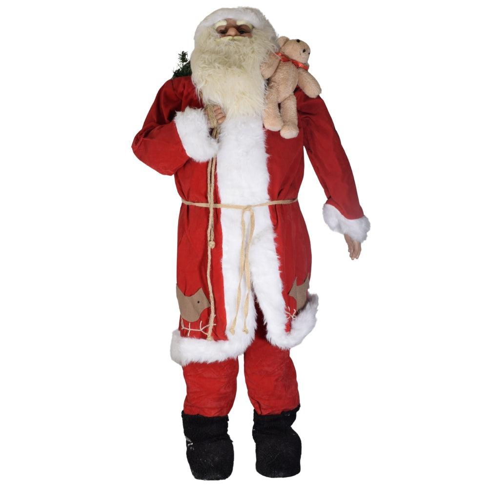 Standing Santa Claus with Teddy Bear & Red Coat Decoration