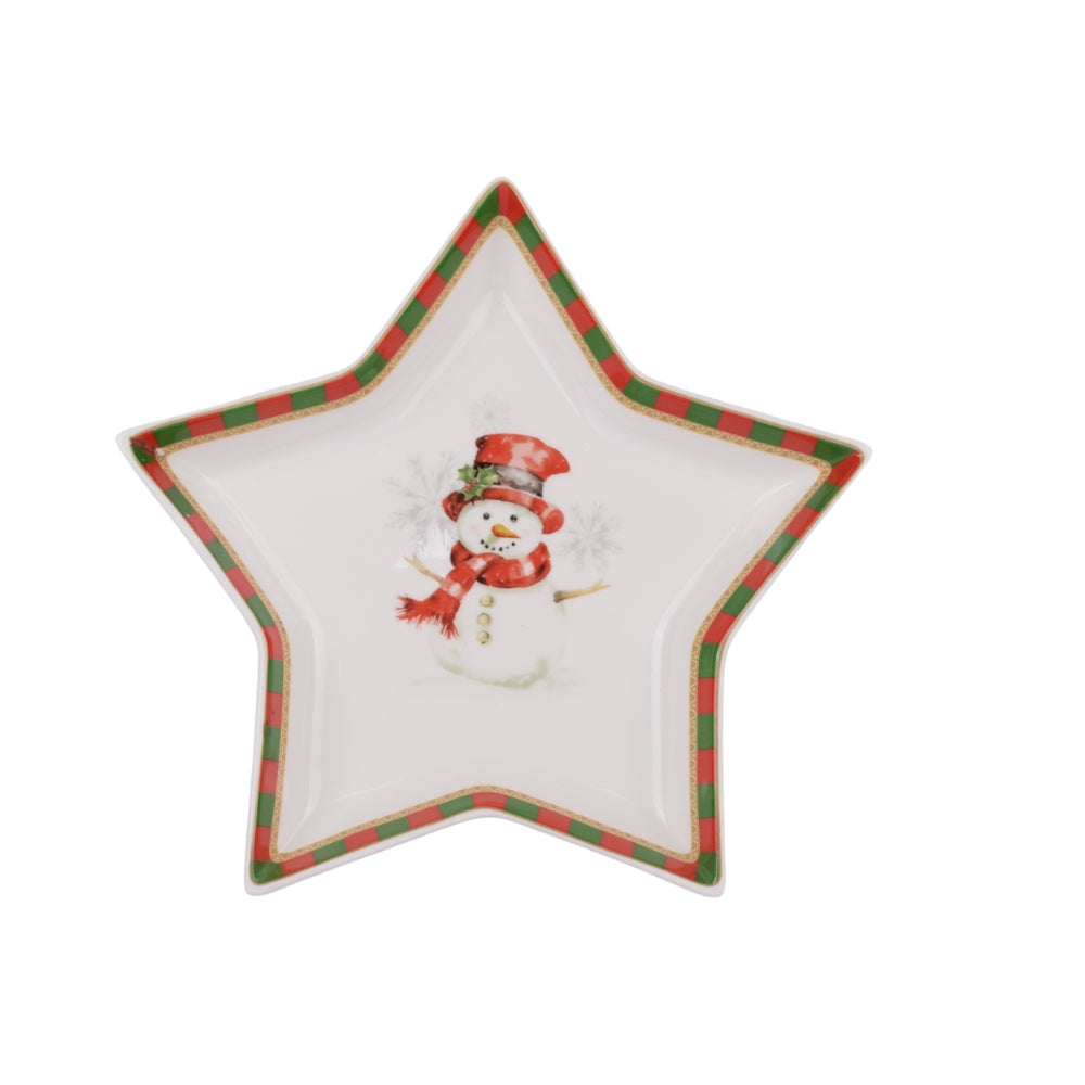 Star-Shaped Christmas Ceramic Plate 20Cm