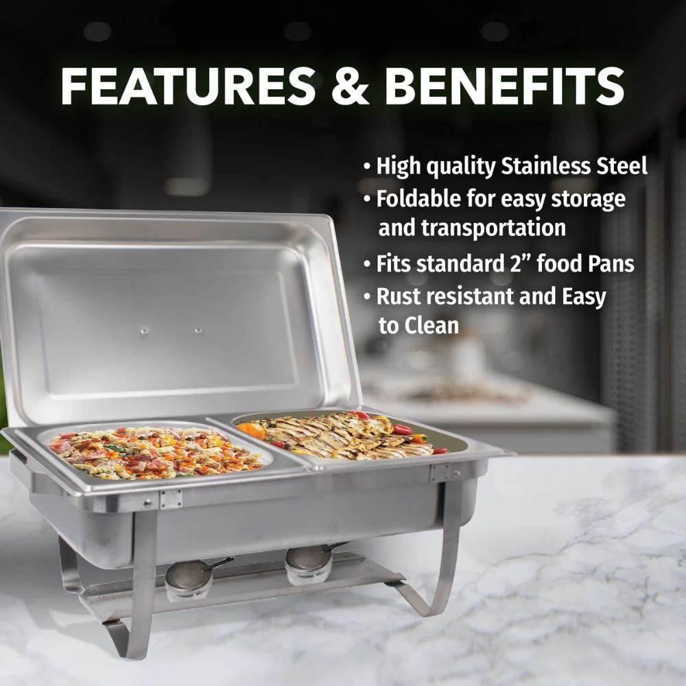 Sterno Foldable Frame Buffet Chafer Set, 8-Quart, Stainless Steel Finish