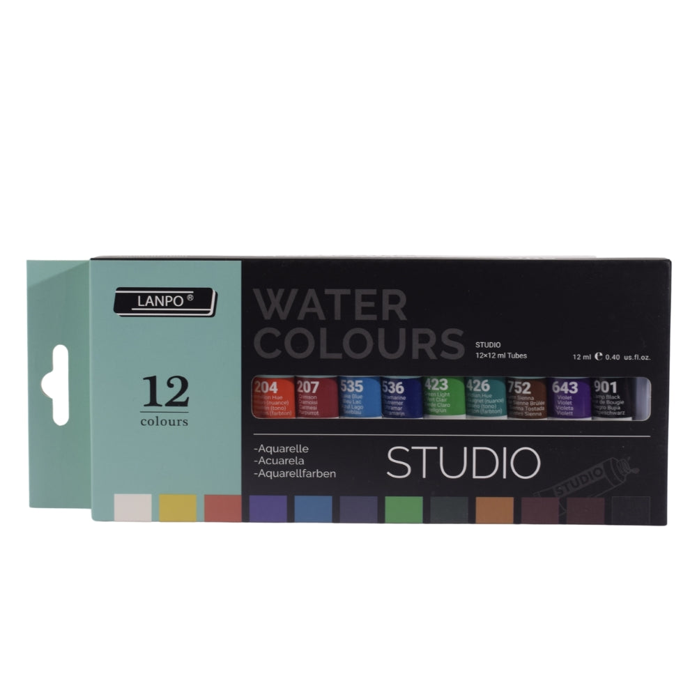 Studio Watercolor Palette – 12 Rich, Smooth Colors Perfect for Artists and Crafters