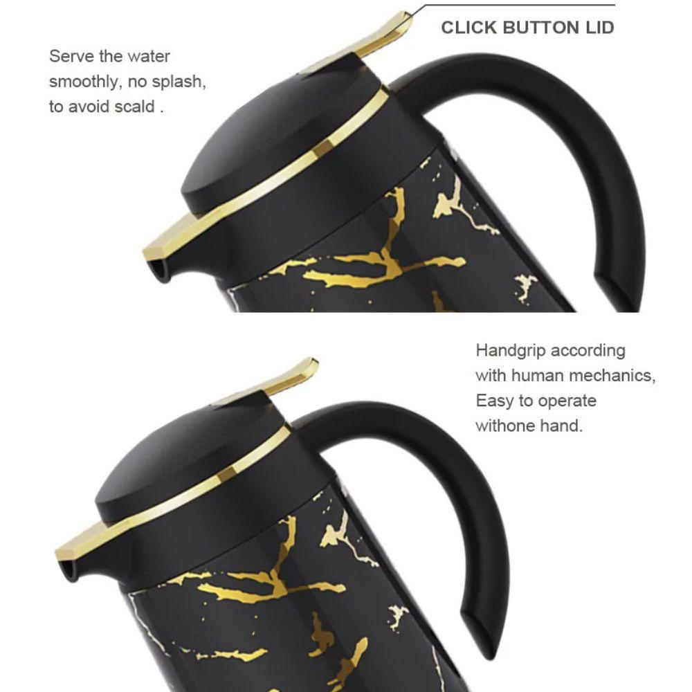 Sunlife Hot-selling 1L Fashion Thermal Flask Marble Design Glass Liner Water Bottle Thermo Jug