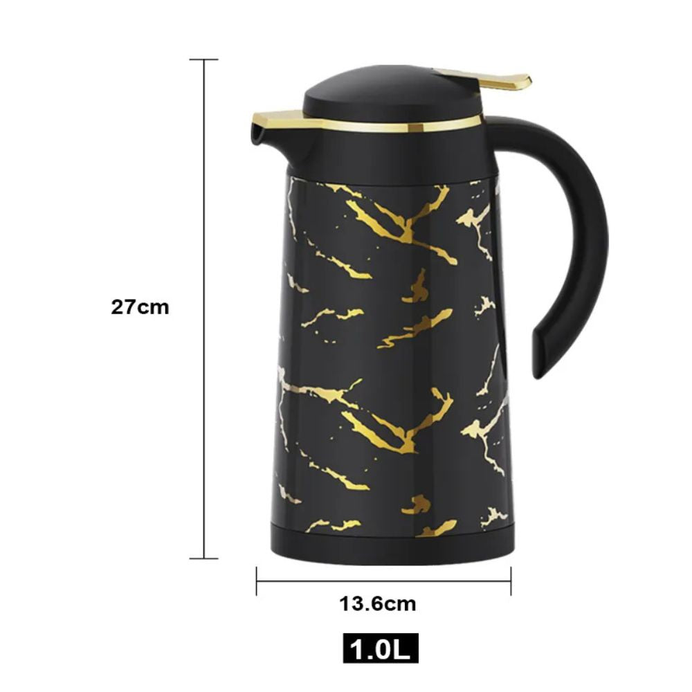 Sunlife Hot-selling 1L Fashion Thermal Flask Marble Design Glass Liner Water Bottle Thermo Jug
