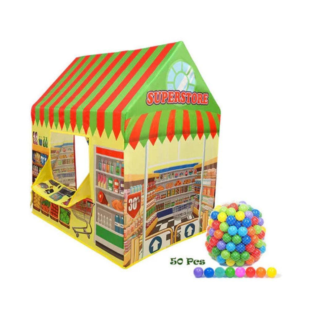 Super Store, Tent Play House for Kids With 50Pcs Colored Ball