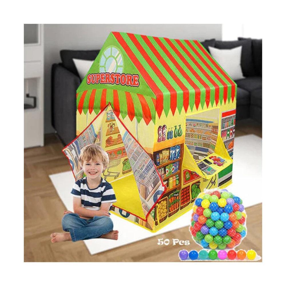 Super Store, Tent Play House for Kids With 50Pcs Colored Ball