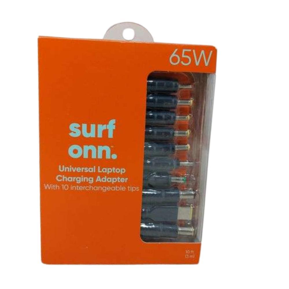 Surf Onn. Universal Laptop Charging Adapter with 10 Interchangeable Tips - 65W, 10