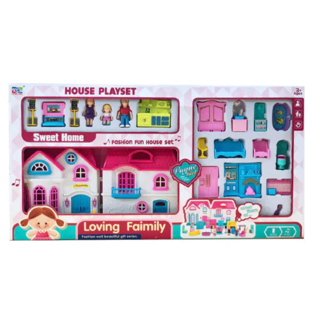Sweet Home foldable dollhouse with 3 figures and furniture