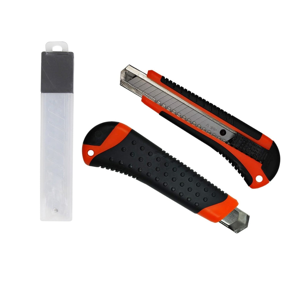 TREELY Heavy Duty 18 mm Blades Auto Lock Industrial Knife Cutter, Pack of 2