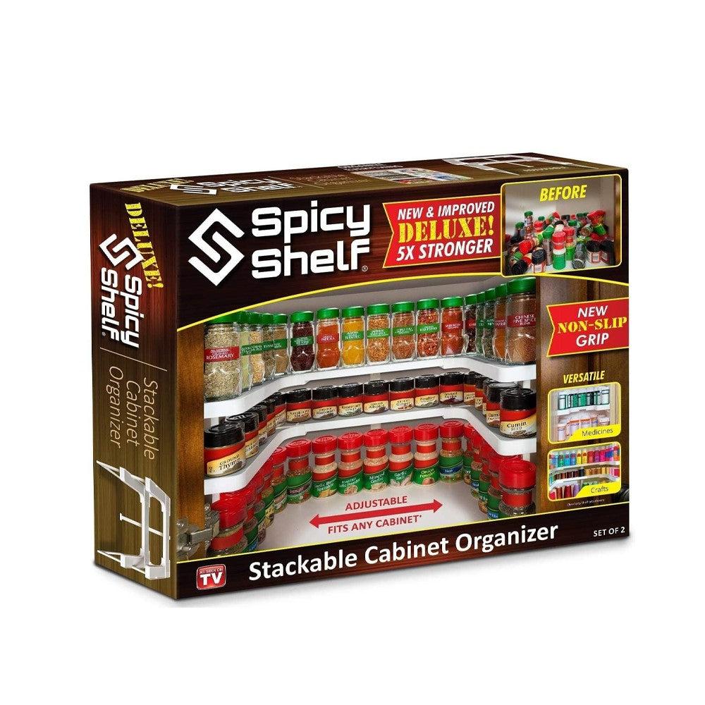 The Spicy Shelf Deluxe 1 Set Of 2 Shelves Spice Rack Organizer Plastic
