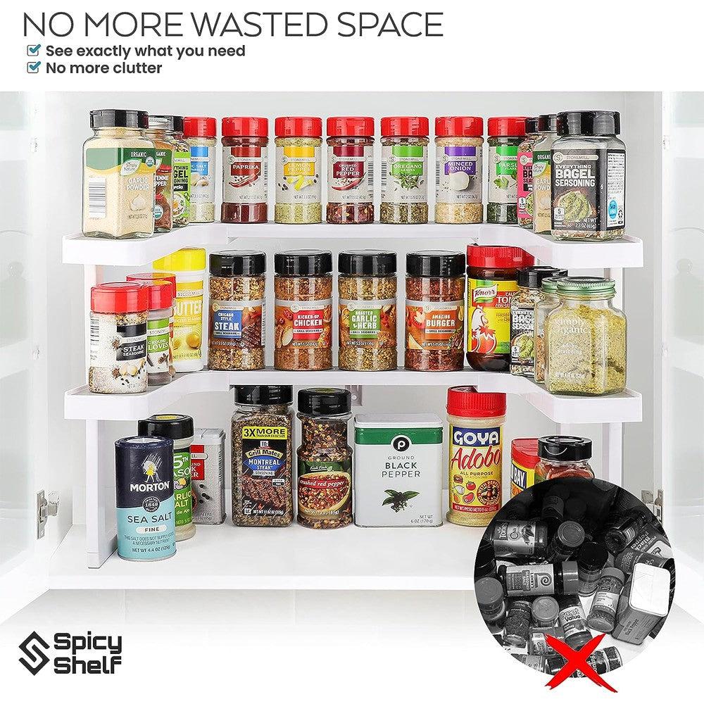 The Spicy Shelf Deluxe 1 Set Of 2 Shelves Spice Rack Organizer Plastic