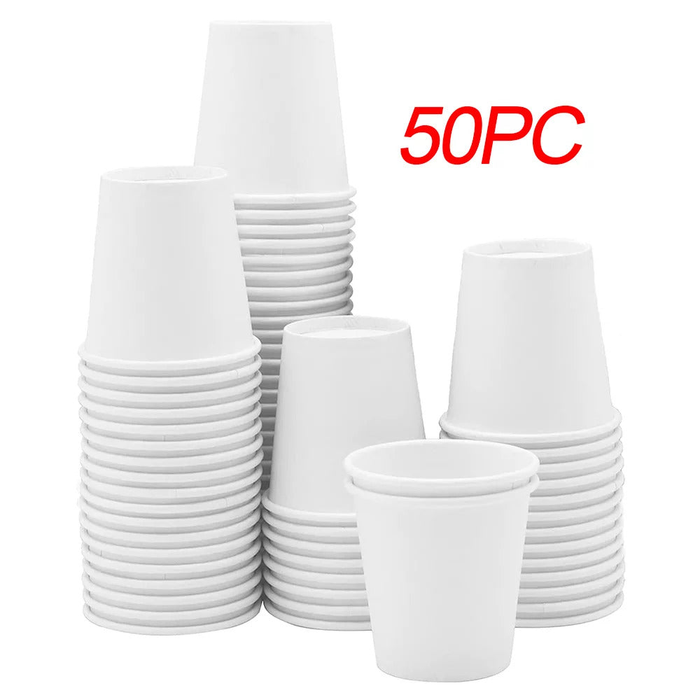 Thick 50 Pcs White Paper Coffee - Disposable