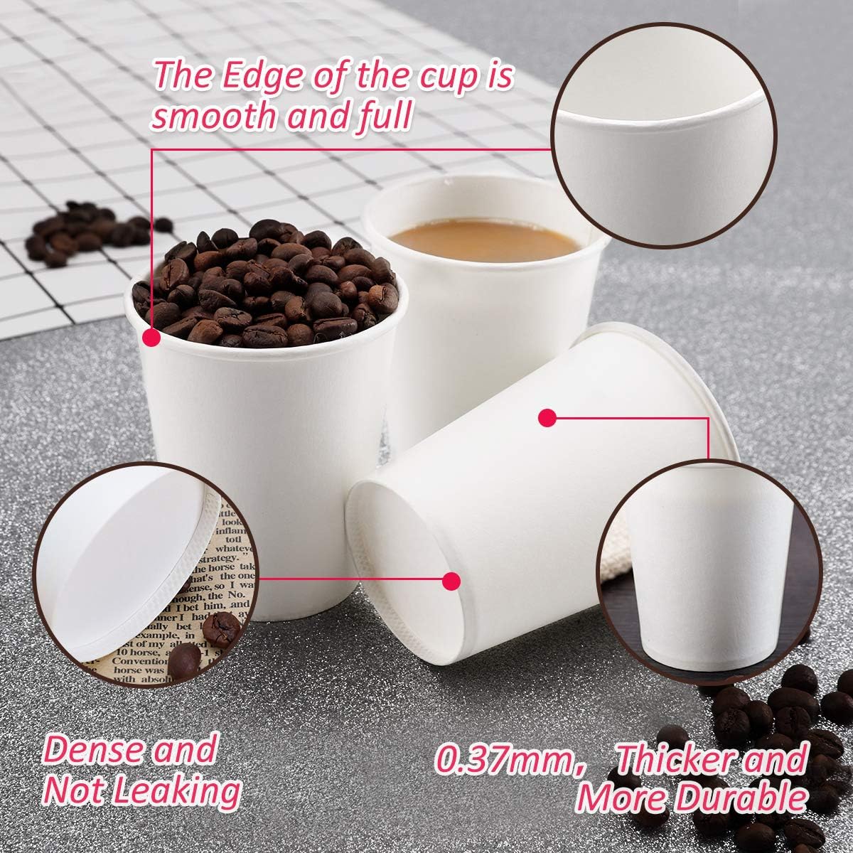 Thick 50 Pcs White Paper Coffee - Disposable