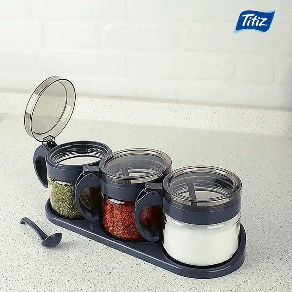 Titiz Lily Spice Jar Set Gray-White
