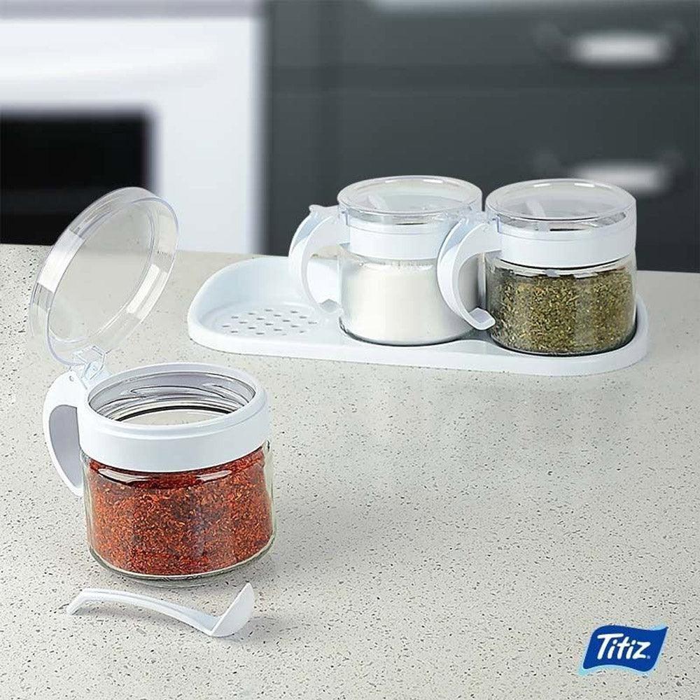 Titiz Lily Spice Jar Set Gray-White