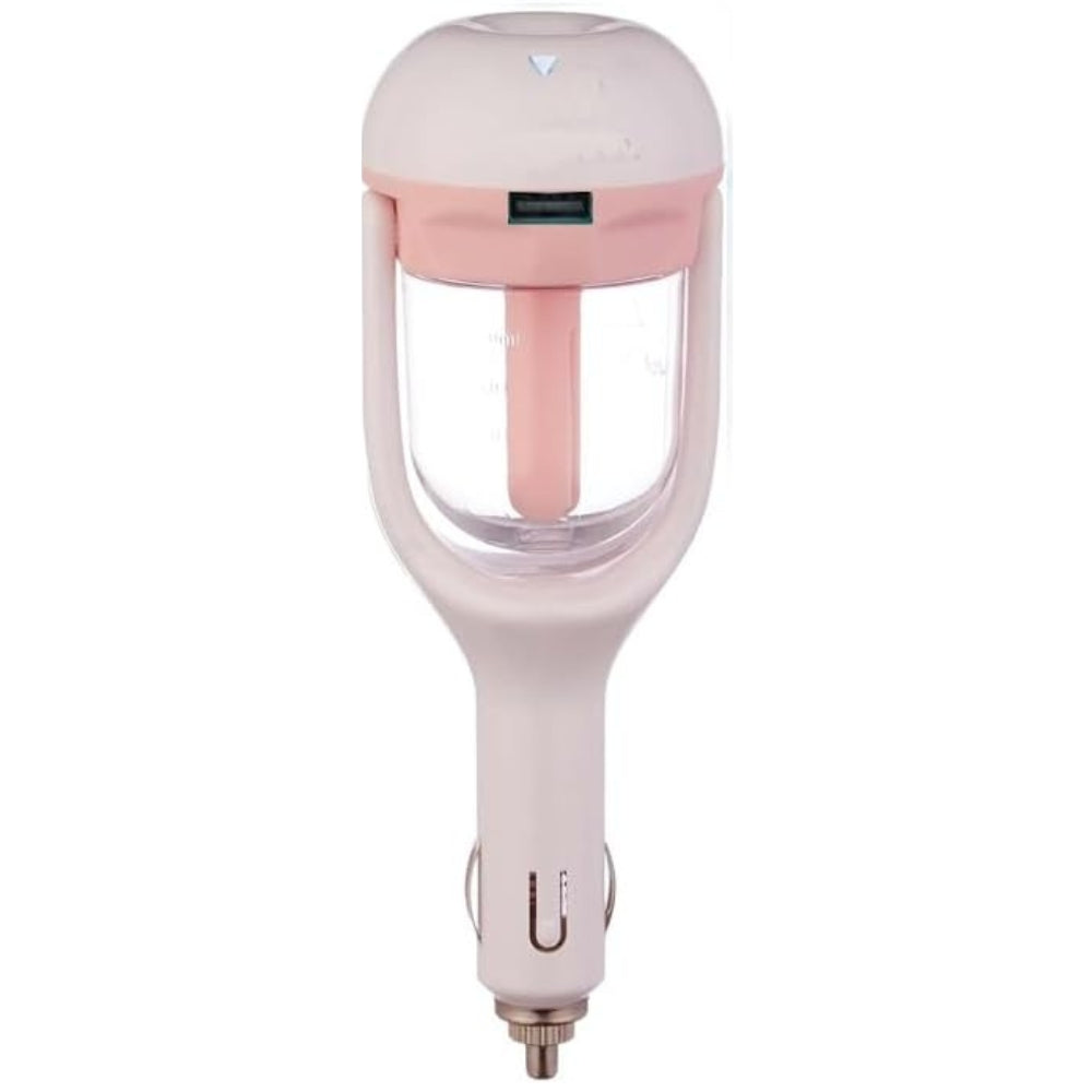 Touch-Activated Car Humidifier and Diffuser with USB Charging Port, White/pink