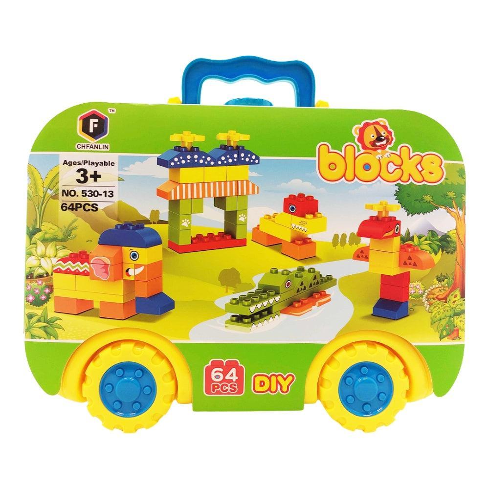 Toy blocks in a suitcase (64 pieces)