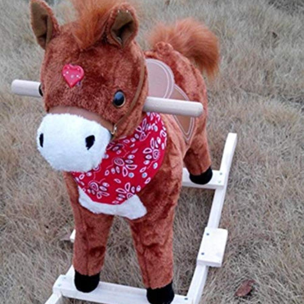 Toyshine Unicorn Horse Wooden Rocker For Kids With Music And Light Brown, White