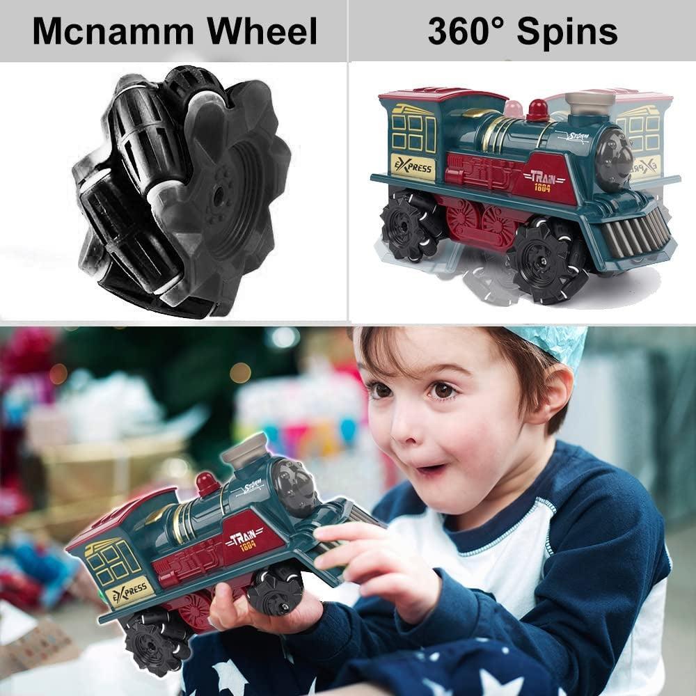 Train Toys for 3 Year olds YF-TOW Toy Train Electric Train with Smoke, Lights & Sounds,Rechargeable Battery，Birthday Gifts for 3 4 5 Year Old Boys