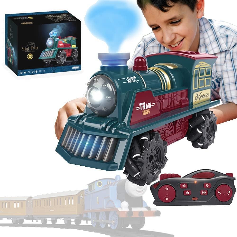 Train Toys for 3 Year olds YF-TOW Toy Train Electric Train with Smoke, Lights & Sounds,Rechargeable Battery，Birthday Gifts for 3 4 5 Year Old Boys