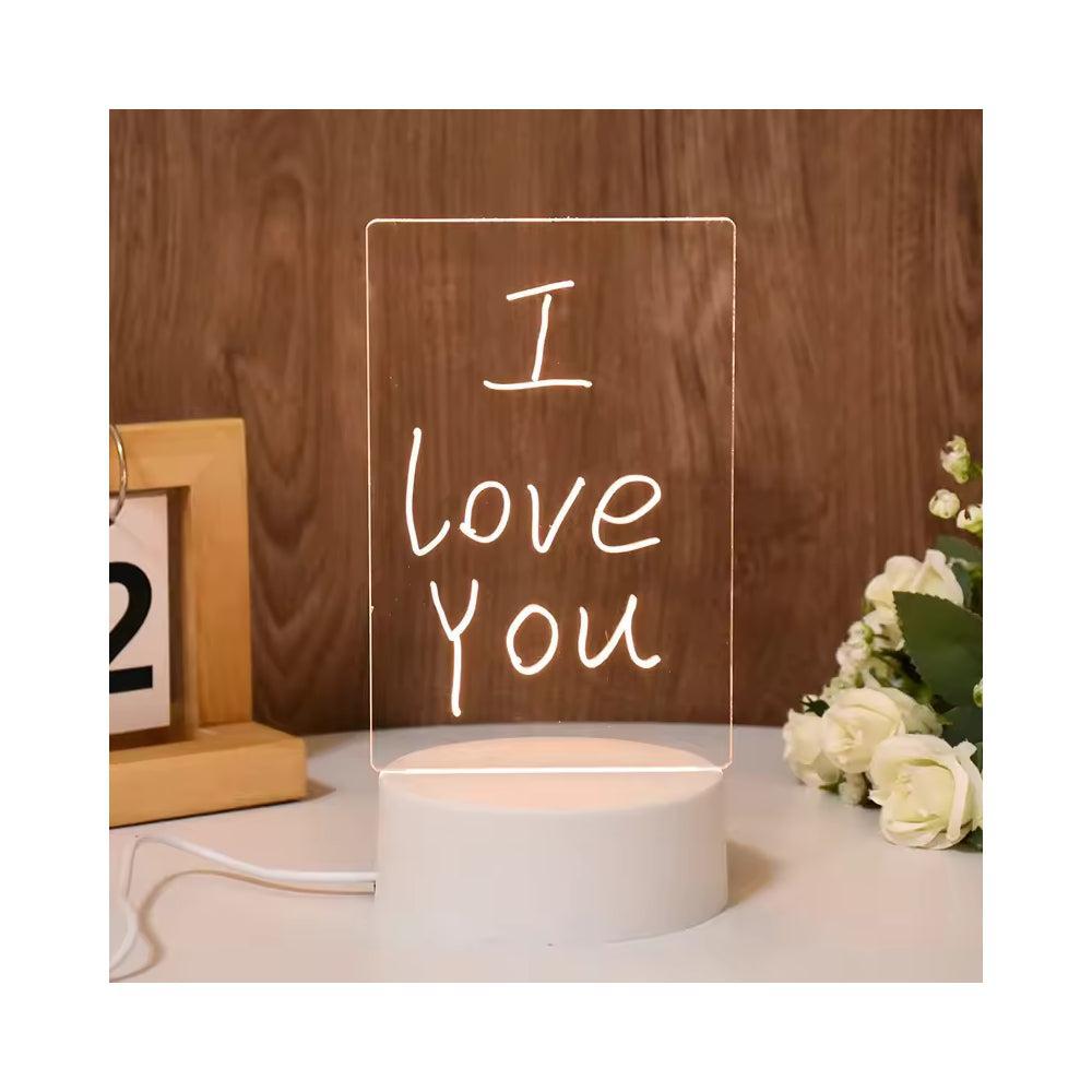 Transparent Luminous LED Night Lights USB Luminous Acrylic Night Light Erasable Writing Message Board Calendar Desktop Ornaments