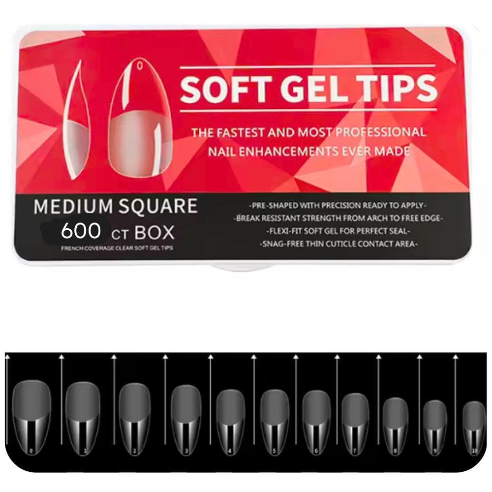 Trendy Look Soft Nails – Medium Coffin Shape | 600 Count Box | Sleek, Durable & Perfect for Stylish Nail Art