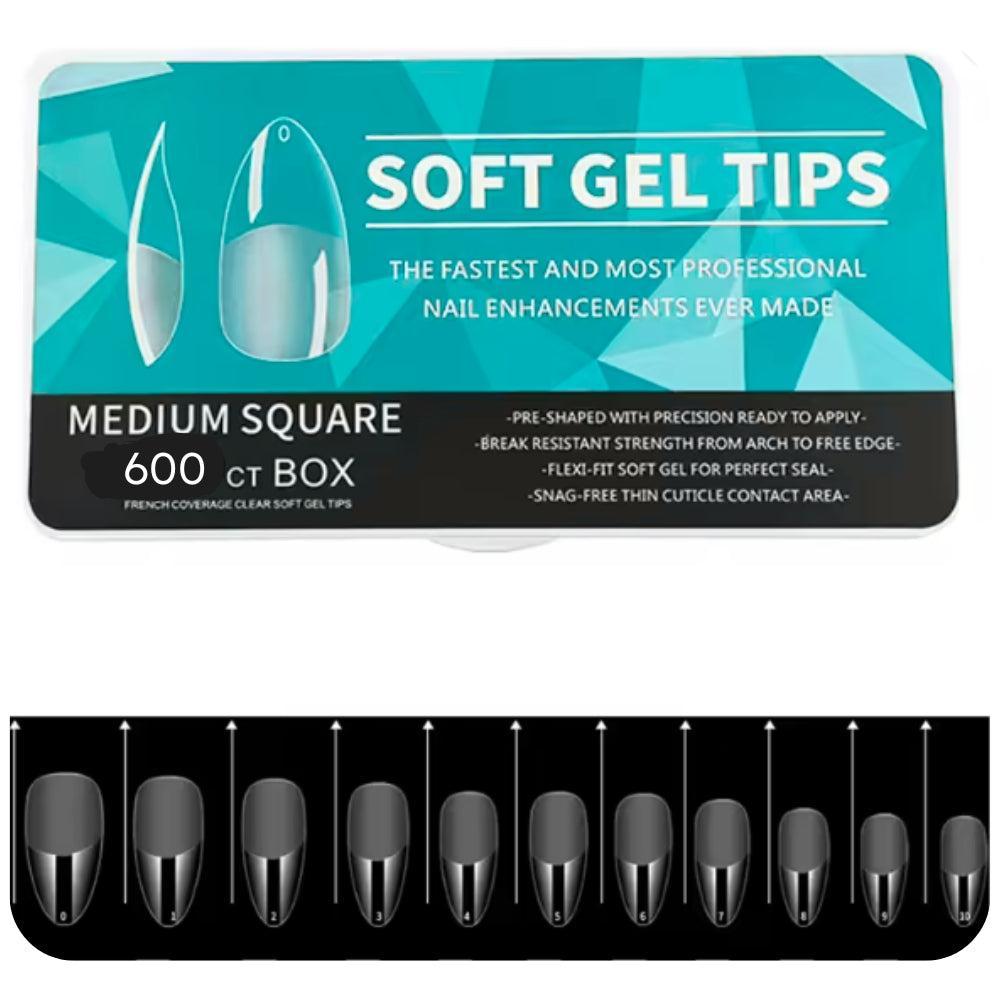 Trendy Look Soft Nails – Medium Coffin Shape | 600 Count Box | Sleek, Durable & Perfect for Stylish Nail Art