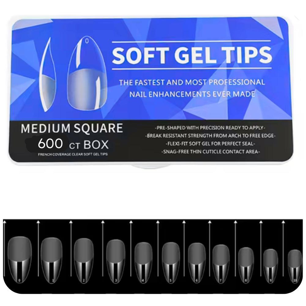 Trendy Look Soft Nails – Medium Coffin Shape | 600 Count Box | Sleek, Durable & Perfect for Stylish Nail Art