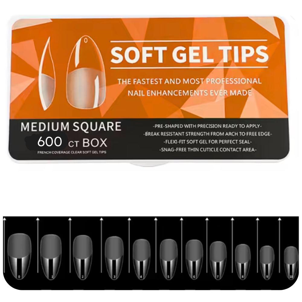Trendy Look Soft Nails – Medium Coffin Shape | 600 Count Box | Sleek, Durable & Perfect for Stylish Nail Art