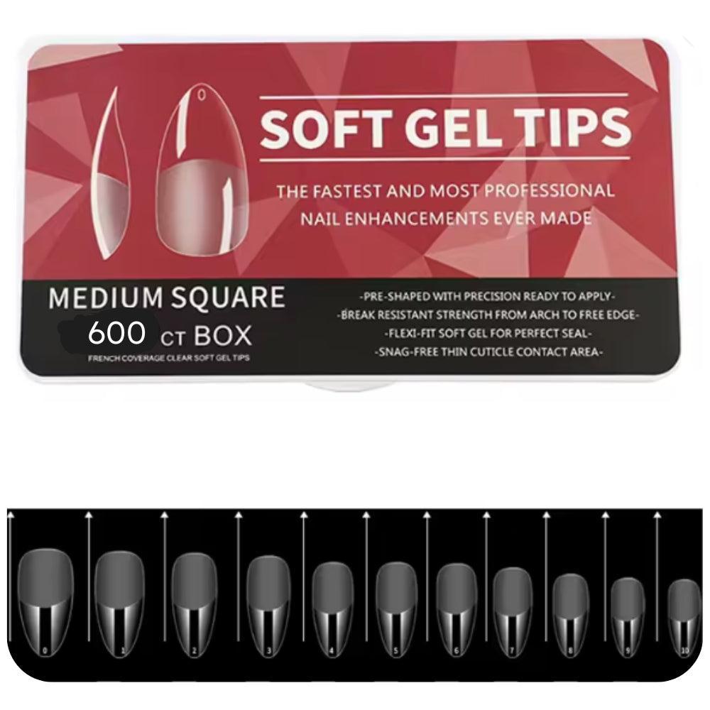 Trendy Look Soft Nails – Medium Coffin Shape | 600 Count Box | Sleek, Durable & Perfect for Stylish Nail Art
