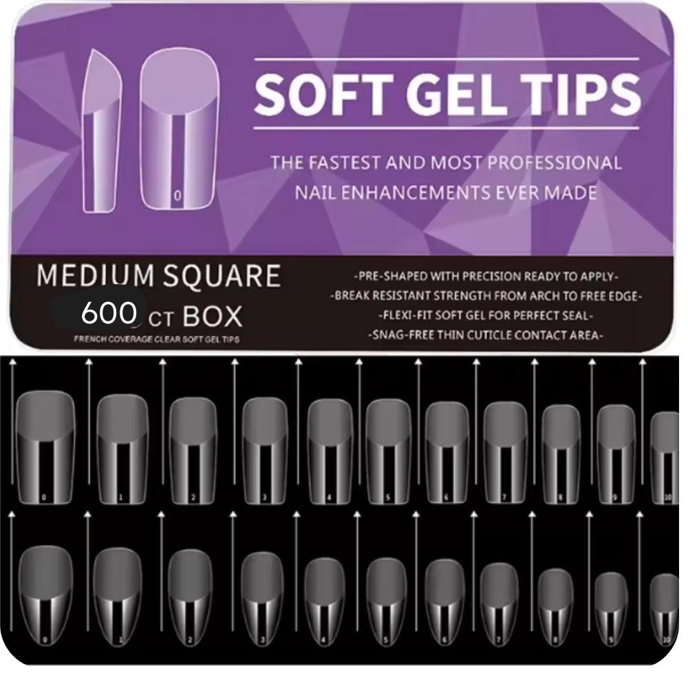 Trendy Look Soft Nails – Medium Coffin Shape | 600 Count Box | Sleek, Durable & Perfect for Stylish Nail Art