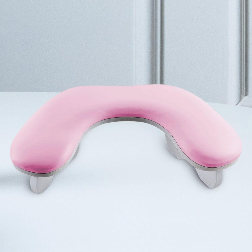 U Shape Nail Arm Rest, Manicure Armrest Wooden Base Detachable for Manicurist Nails Tech, Pink