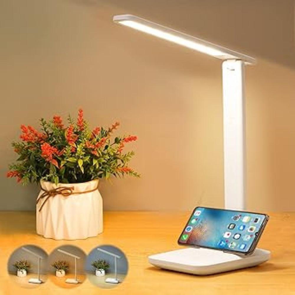 VINNYSEN Desk Lamp, Portable LED Table Lamp with USB Charging Port, Folding Eye-Caring Desk Lamp 3 Color Modes Stepless Dimming, Multifunction Table Touch Control Desk Lamps