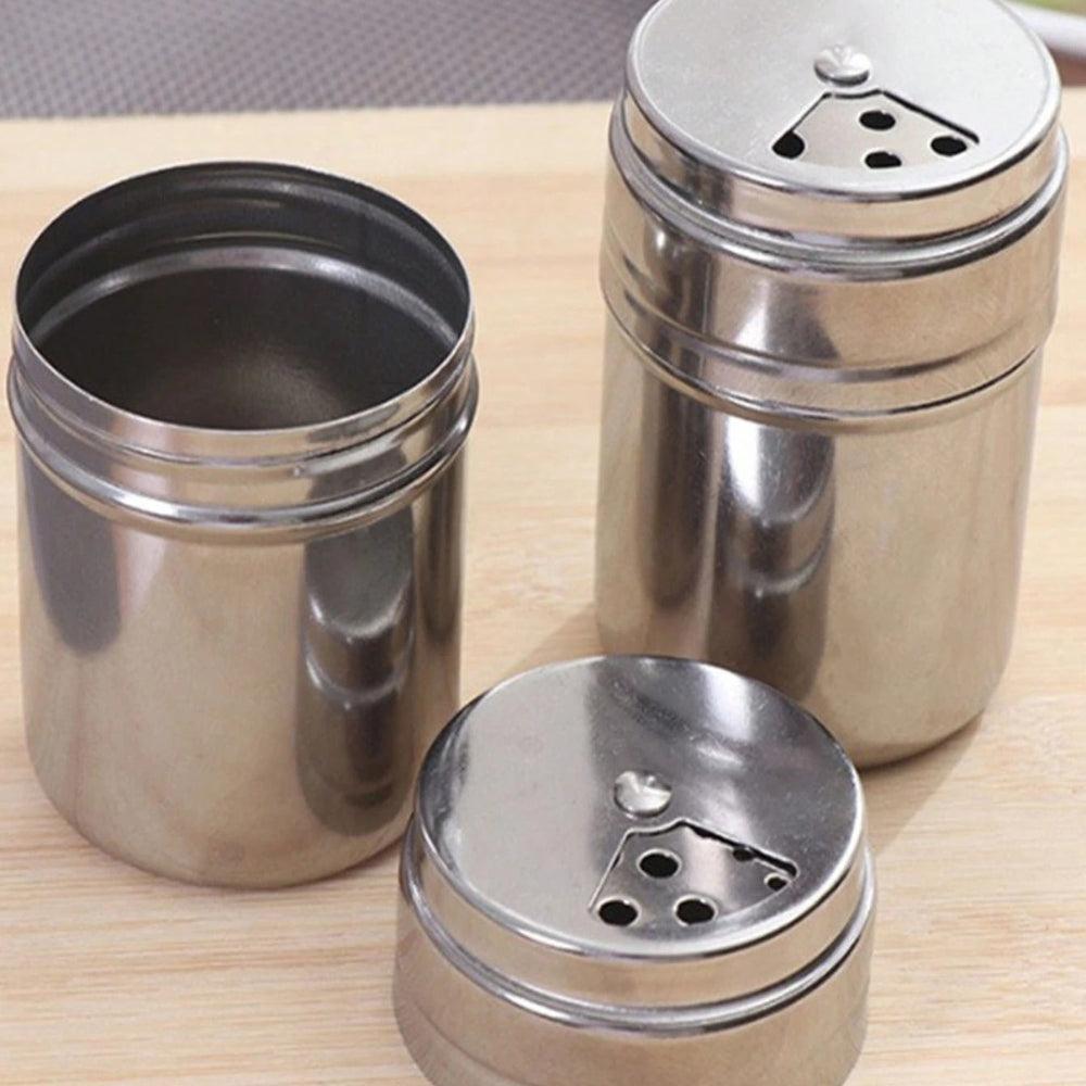 Versatile Stainless Steel Seasoning Shaker With Rotating Lid For Easy Cleaning - Ideal Kitchen Tool For Salt, Pepper, And Spices (Medium Size)