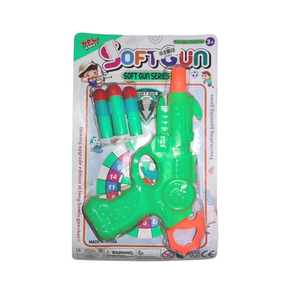 Very Beautiful Yellow Gun With 3 Darts And One Handcuff Toy For Kids Guns