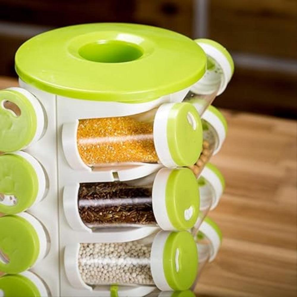 Vimmor Spice jar pepper shaker box spice jars pepper salt cruet plastic bottle kitchen spice rack set 16 pieces glasses 1 piece rack holder A
