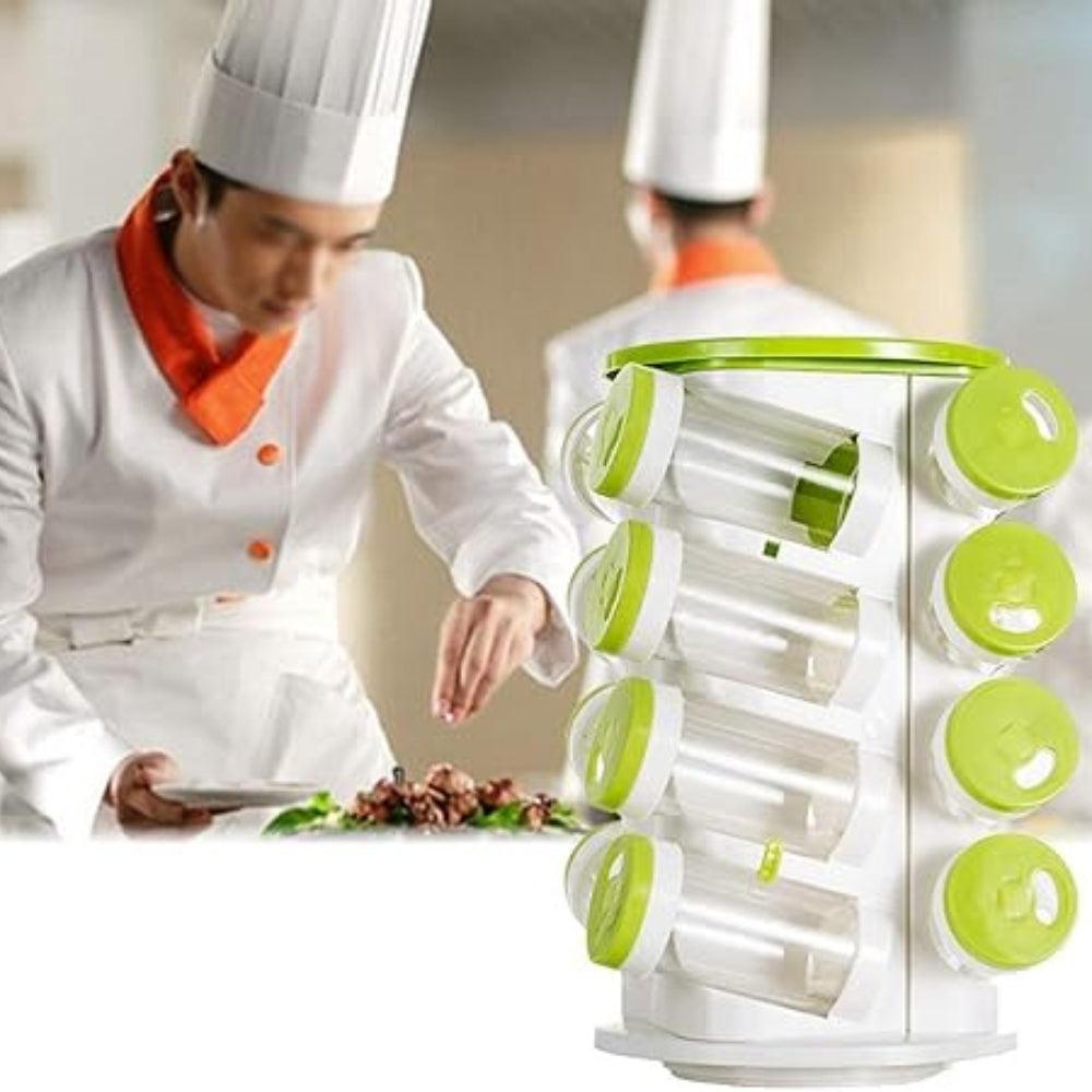 Vimmor Spice jar pepper shaker box spice jars pepper salt cruet plastic bottle kitchen spice rack set 16 pieces glasses 1 piece rack holder A