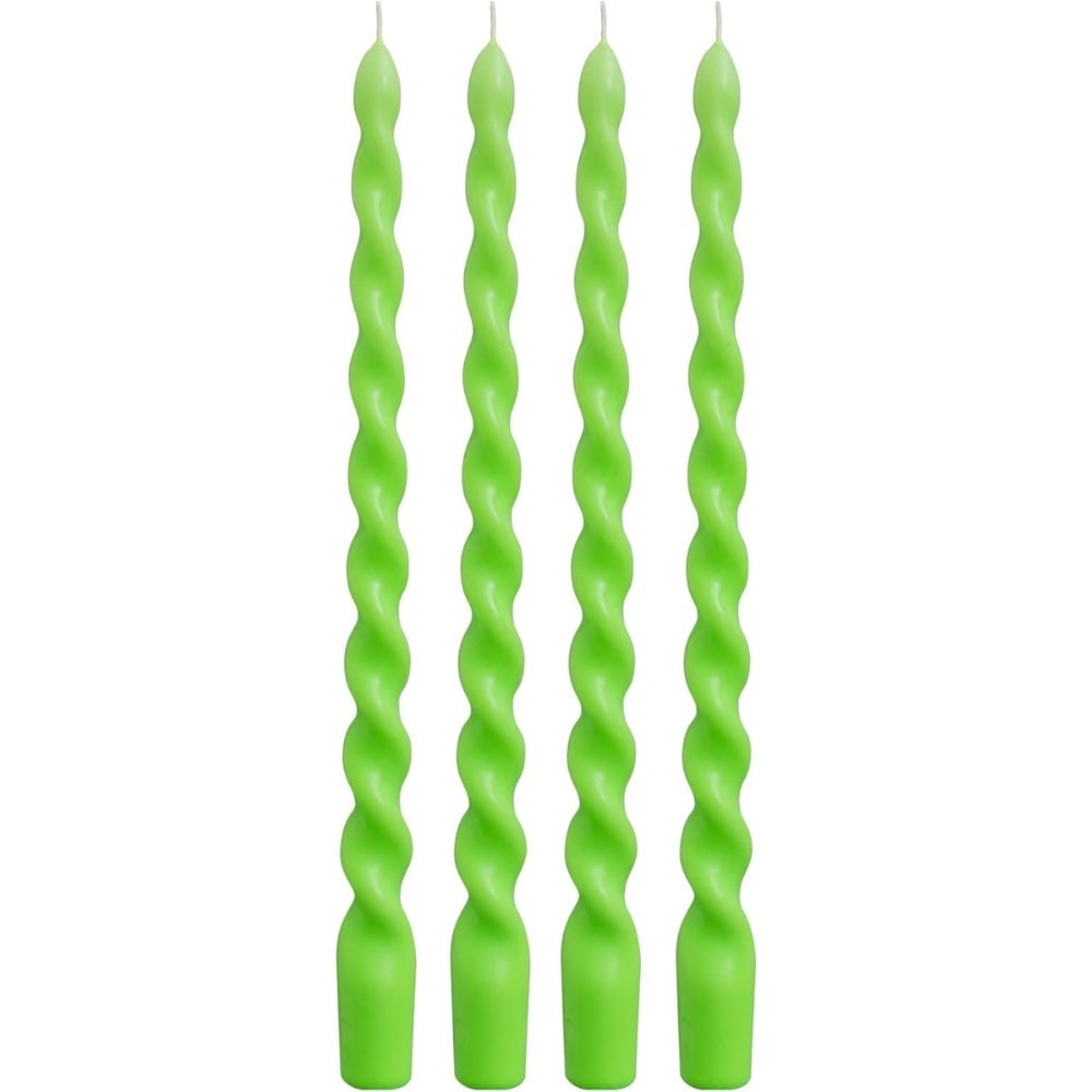 Viyffo Spiral Taper Candles 12 Inch – 4 Pack Green, Dripless, Unscented, Smokeless