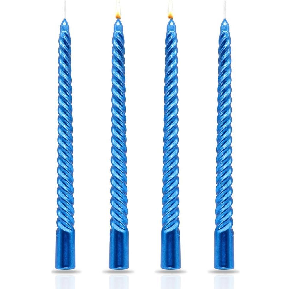 Viyffo Spiral Taper Candles 12 Inch – 4 Pack Green, Dripless, Unscented, Smokeless